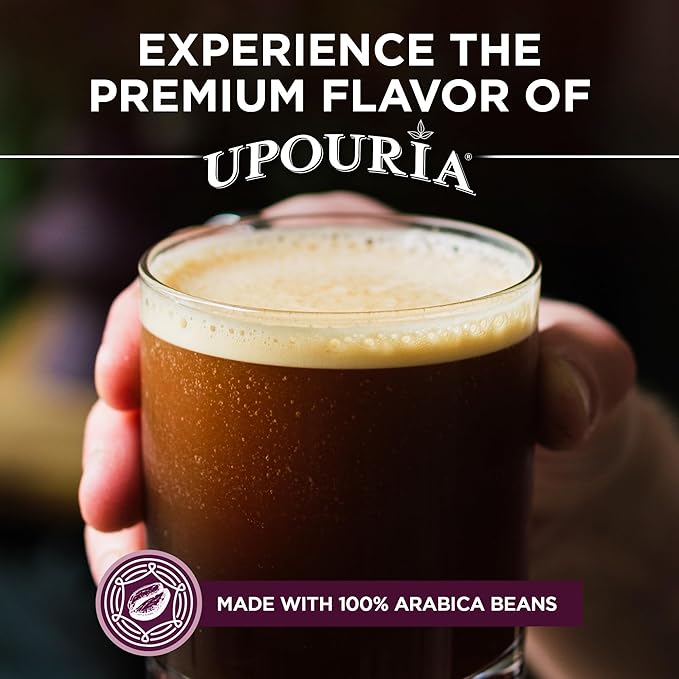Upouria Cold Brew Coffee on Tap | Ready to Drink Cold Brewed Coffee | Drink Extracted from Premium Beans | 208mg Caffeine Content | Made from 100% Arabica Extract | Black & Bold | 128 fl oz
