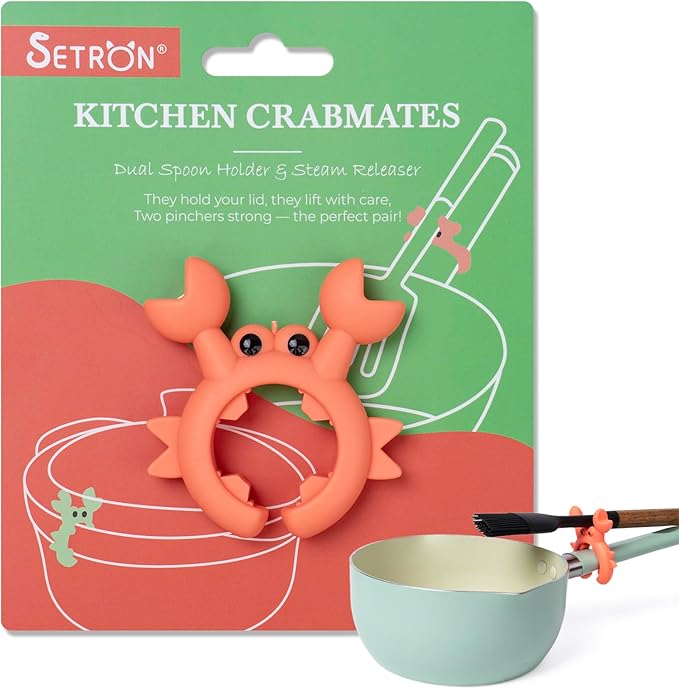 Crab Spoon Holder Funny Spoon Rest for Stove Top, Steam Releaser- Cooking Gadgets, Cooking Gifts, Cool Kitchen Gadgets, Cool Gifts, Cute Kitchen Accessories