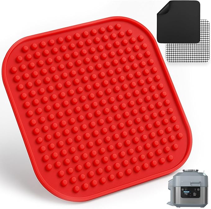 Reusable Air Fryer Liners for Ninja Speedi SF301 Rapid Cooker & Airfryer, Silicone Mat & Fiberglass Grill Liner and Mesh, BPA & PFOA-Free, Heat Resistant, Non-Stick, Dishwasher Safe