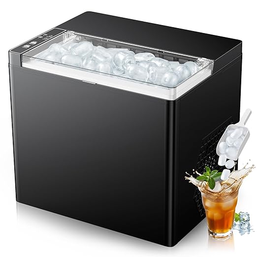 Ice Makers Countertop, 9 Ice Cubes in 6 Mins Portable Ice Maker, 2 Sizes of Bullet Ice (S/L) Small Ice Machine for Home Kitchen Camping (Raven)