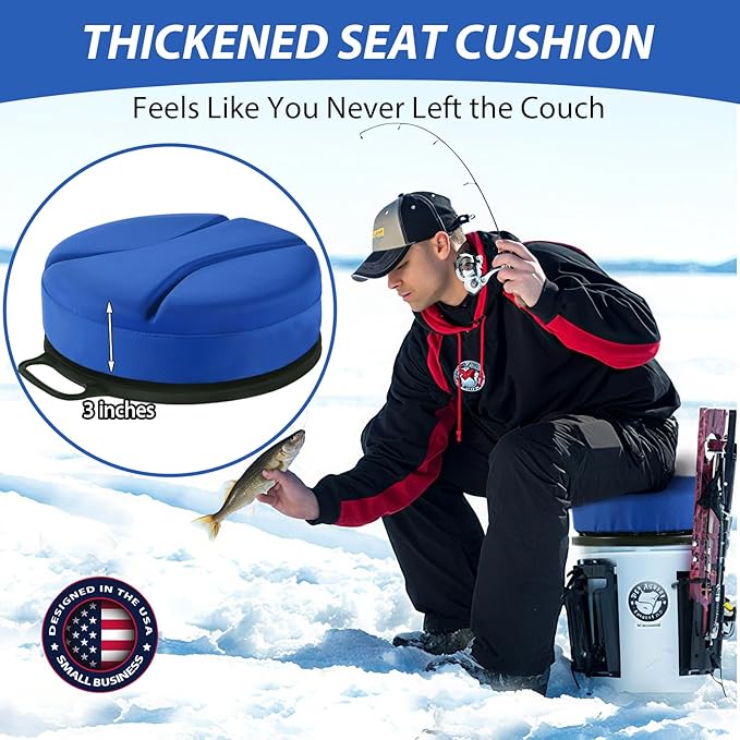5 Gallon Bucket Seat with 3" Thick Seat Foam Cushion, 360°Swivel Bucket Lid Seat, Waterproof & Silent Bucket Seats for Dove Duck Hunting, Ice Fishing, Baseball, Camping