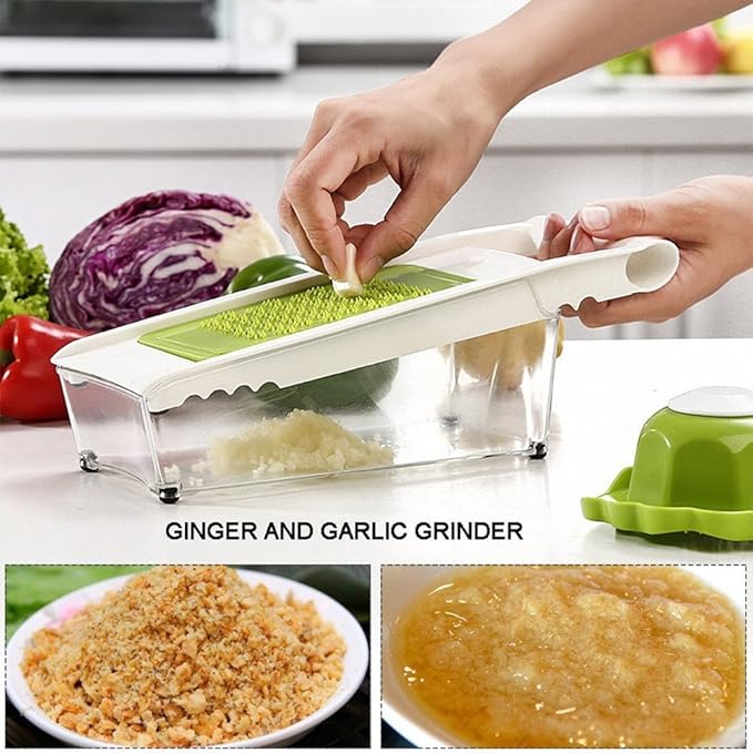 Mandoline Slicer Vegetable Potato Slicer Grater Cutter Chopper, HaetFire Julienne Slices and Shreds Fruits and Vegetables Chopper, Food Container, Safety Food Holder, 5 Interchangeable Sharp Blades