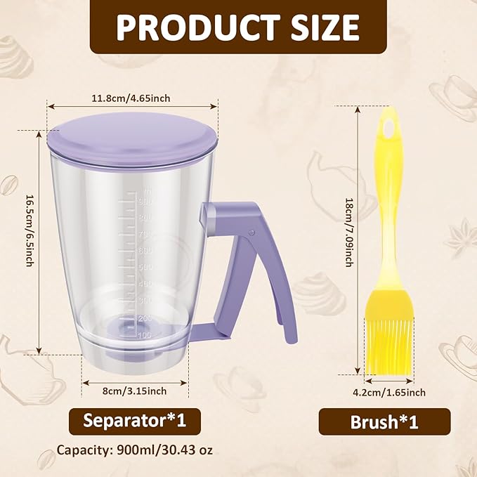 Pancake Batter Dispenser with Squeeze Handle 30.43 oz Batter Separator Baking Tools for Pancakes Cupcake Waffle Muffin Mix Cake
