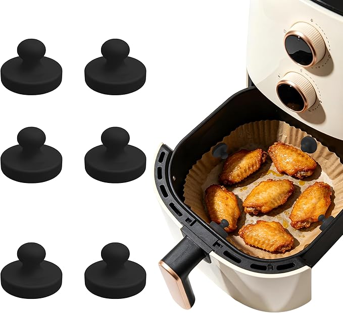 6PCS Air Fryer Liner Magnets,Air Fryer Magnets for Parchment Paper,Silicone Magnets for Air Fryer Liners,Air fryer Accessories for Safely Lock&Secure Disposable Air Fryer Liners&Prevent Paper Burning
