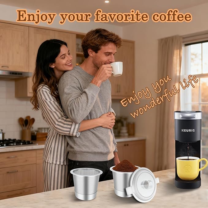Haetyly 2 Pack Reusable K Cups Coffee Filter Campatible with Keurig 1.0 and 2.0 Coffee Machine,Stainless Steel Reusable Coffee Pods with Heat Resistant Handles Innovative Design