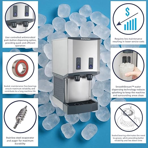 Scotsman HID312AB-1 Meridian Push-Button Countertop Nugget Ice & Water Dispenser, Air Cooled - Up to 260 lb. Production, 12 lb. Storage