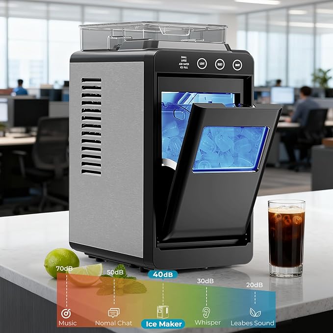 Antarctic Star Countertop Ice Maker, 26lbs/24H Ice Machine, Self-Cleaning Portable Ice Maker with 1.1lb Storage, 8 Bullet Ice in 6 Mins, Compact Ice Maker for Home/Office/Outdoor, Black