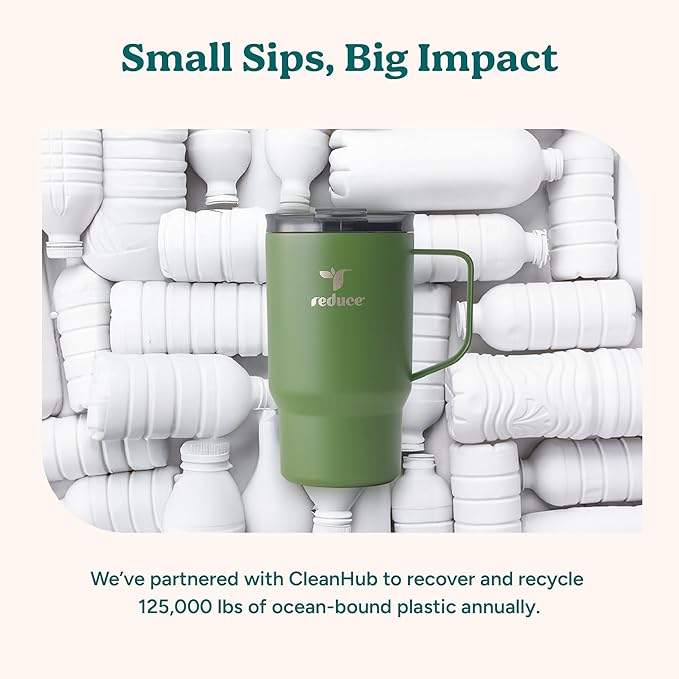 REDUCE 18 oz Hot1 Stainless Steel Insulated Mug with Temperature Adjusting Lid - Dual-Wall Vacuum, Cupholder Friendly - Keeps Drinks Hot for 6 Hours - Ideal for Coffee, Tea & Other - Pink Salt