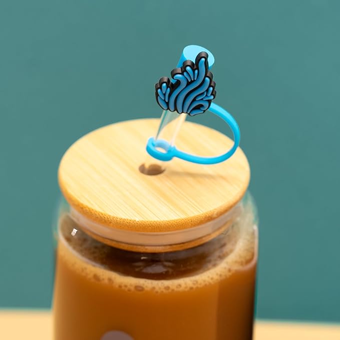The Love Crate Co. Ocean Gifts for Women - Glass Tumbler with Lid and Straw, Customized Straw Stopper and Cup Sleeve, Aesthetic Unique Design Iced Coffee Gift Cup for Mom, Teacher, Friend