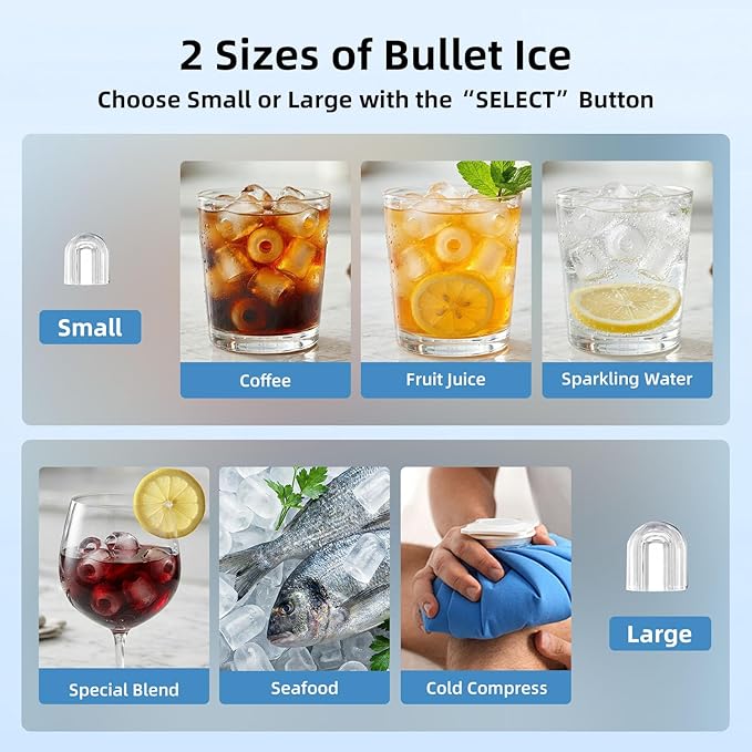 Antarctic Star Ice Maker, Portable Ice Machine with Self-Cleaning Function, 8 Cubes in 6 Mins Fast Countertop Ice Making, Compact Ice Cube Maker for Home, Kitchen, RV, Travel, Steel