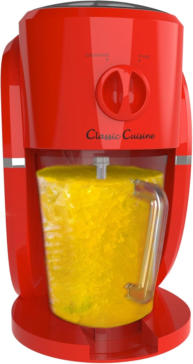 Frozen Drink Maker - Mixer and Ice Crusher Machine for Margaritas, Pina Coladas, Daiquiris, Shaved Ice Treats, or Slushies by Classic Cuisine (Red)