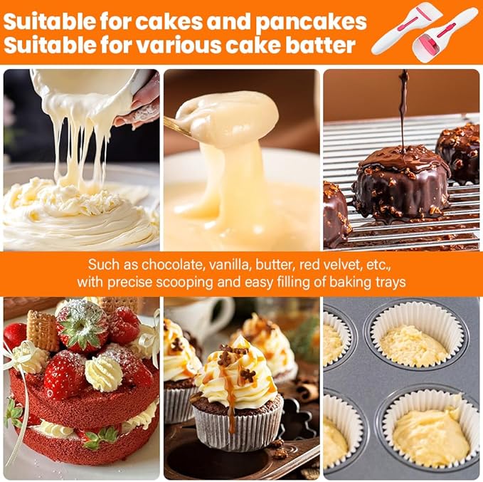 2pcs Cupcake Scoop Batter Dispenser Cupcake Batter Scoop Sliding Button Cake Cream Spatulas for Elegant Baking, Pastry(COLOR:white)