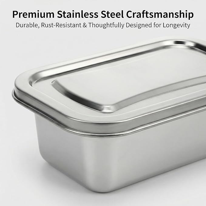 Hemoton Reusable Ice Cream Storage Containers with Lids Stainless Steel Food Keeper Freezer Box Insulated Ice Cream Tub for Refrigerator Home Made Ice Cream, 1.2 Quart Airtight Box for Frozen Yogurt
