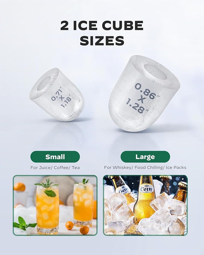 Ice Maker Countertops, Ice Machine with Self-Cleaning 1.8L Water Tank Large Ice Basket, Portable Ice Maker Produces 9 Ice Cubes in Just 6 Minutes Ideal for Home Kitchens and RVs