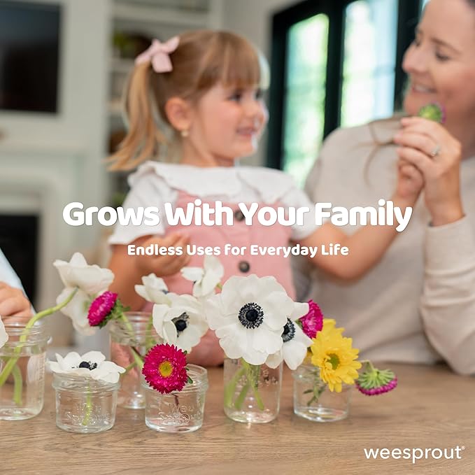 WeeSprout Baby Food Storage Glass Jars w/Lids (4/8 oz, 12 Pack) Pastel Variety, Snack, Reusable Small Containers, Fridge or Freezer, Microwave & Dishwasher Safe, Essentials for Infants
