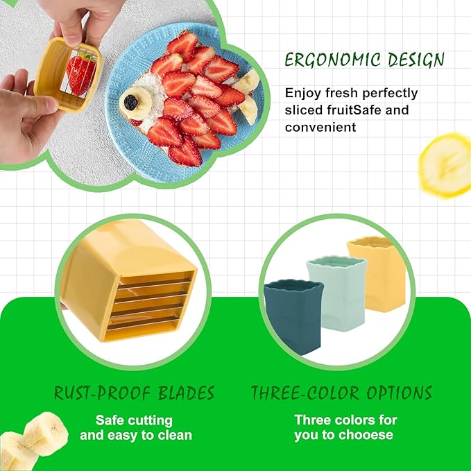 3PCS Fruit Slicer Cup: Strawberry Slicer, Speed Cutter for Banana Grape Egg Rapid & Safe Slicing Kitchen Gadget