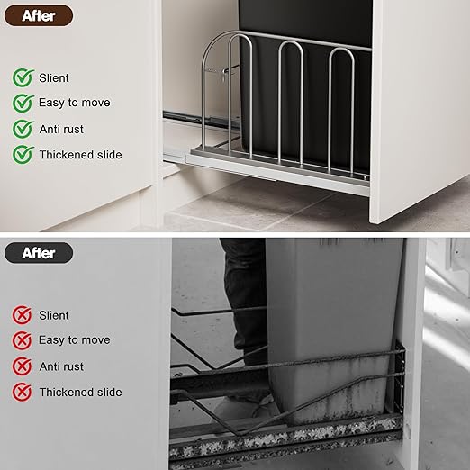 Pull Out Trash Can Under Cabinet with Soft-Close Slides, Heavy Duty Under Sink Trash Can Kit for Kitchen, Garbage Can Not Included, Requires Minimum Cabinets Opening 14" W X 19" D