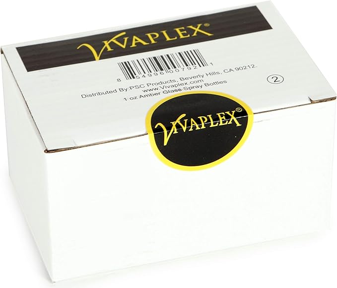 Vivaplex, Amber, 1 oz Glass Bottles, with Black Fine Mist Sprayers - 2 pack