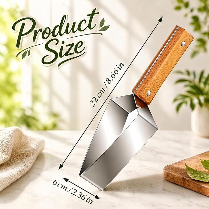 Stainless Steel Watermelon Cutter, Triangle Fruit Slicer with Wooden Handle, Melon Divider Tool for Watermelon, Cantaloupe and Honeydew, Kitchen Gadget for Picnic and BBQ (1PC)