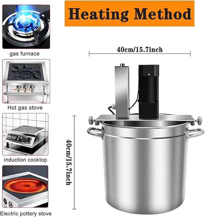 Automatic Food Mixer -Commercial Heating Mixer with 4 Blade Stirring Scraper,for Making Jam, Sauce, Filling, Hot Pot Seasoning Bottom Soup Stirre(40L)