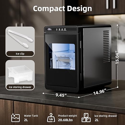 Antarctic Star Clear Ice Cube Maker, 3 pcs in 25 mins, 150 pcs/Day, CrystalFlux Technology, Self-Cleaning, 24H Timer, Enhanced Insulation for Whiskey & Bourbon