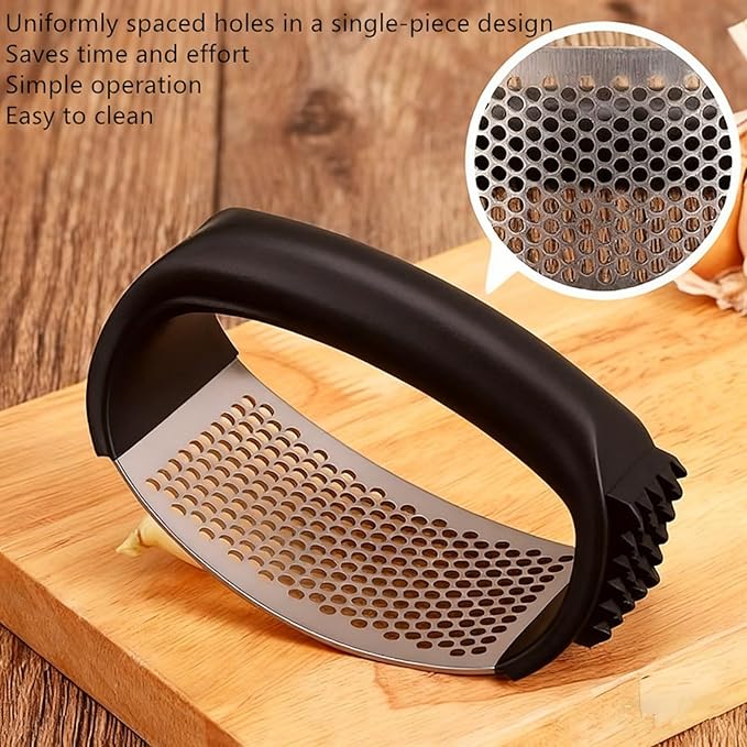 Bestac Stainless Steel Garlic Press, for Kitchen Use, Easy-Clean & Ergonomic Handle for Easily Crushing, Cooking Gadget (1)