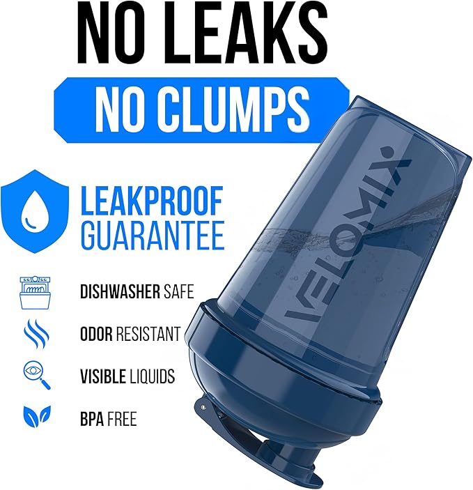 VELOMIX -6 PACK- 20 oz Protein Shaker Bottle for Protein Mixes - 6x Wire Whisk | Leak Proof Shaker Cups for Protein Shakes| Stackable Protein Shaker Bottle Pack | Dishwasher Safe (Muted Contrast)