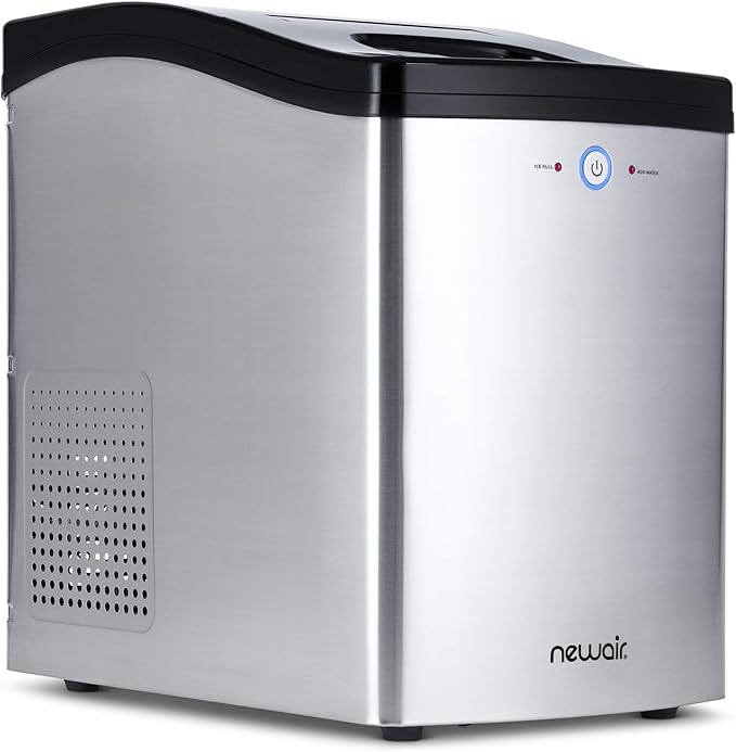 Newair Nugget Ice Maker, Sonic Speed Countertop Crunchy Ice Pellet Machine 45 lbs. of Ice a Day, Stainless Steel, Self-Cleaning Function and BPA-Free Parts, Perfect for Home, Kitchen, and More