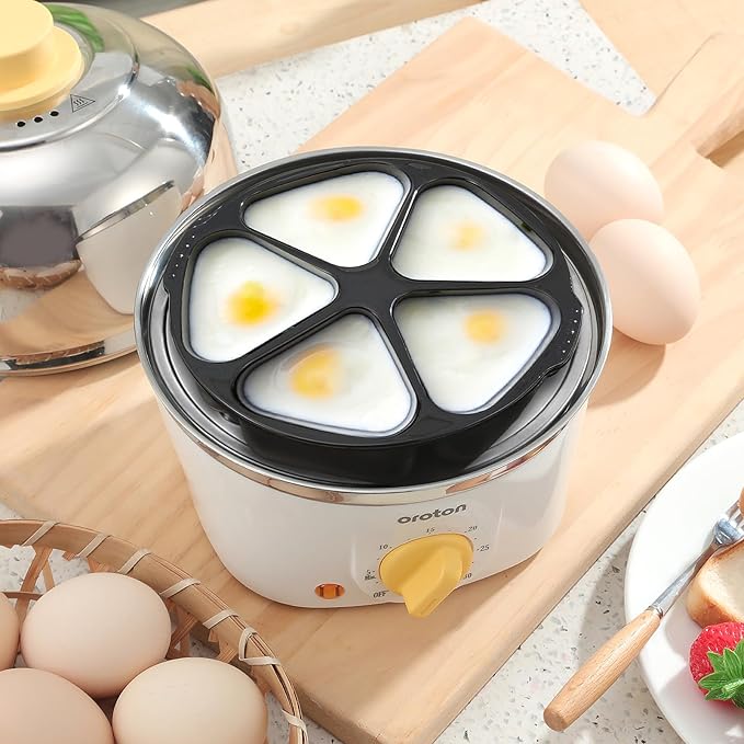 Oroton 9-Egg 304 Stainless Steel Egg Cooker – Steam & Boil Eggs with Timer, Automatic Shut-Off & 3 Cooking Modes (Hard/Medium/Soft)