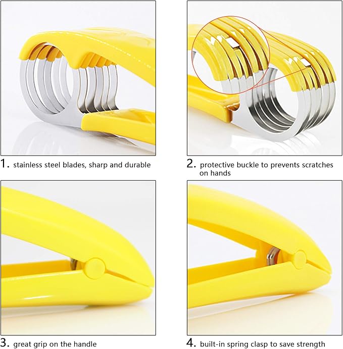 FireKylin Banana Slicer,ABS + Stainless Steel Fruit and Vegetable Salad Peeler Cutter Kitchen Tools For Banana, Strawberry,Grape（2 pcs）