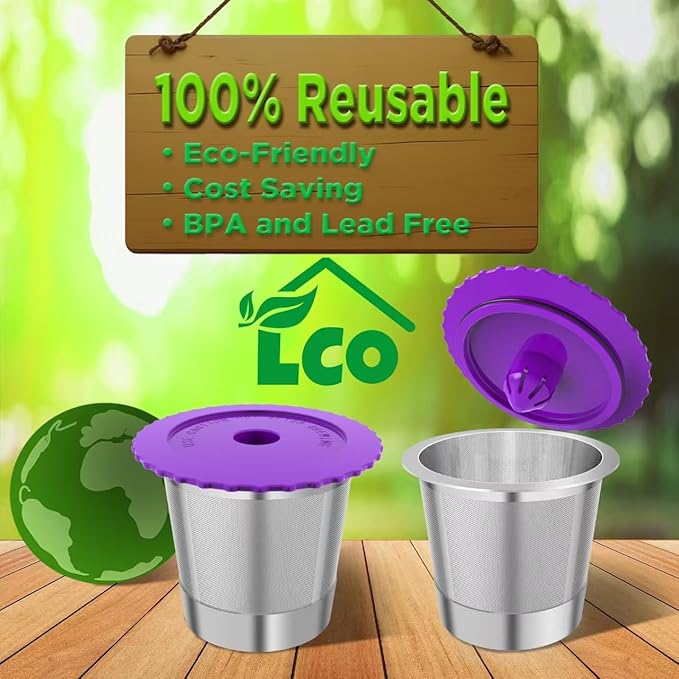 Haetyly 2 Pack Stianless Steel Reusable K Cups with 20 Count paper Filters, Refillable Universal Coffee Pods steel k Cups Compatible with Keurig 2.0 and 1.0 Coffee Makers(2 pack)