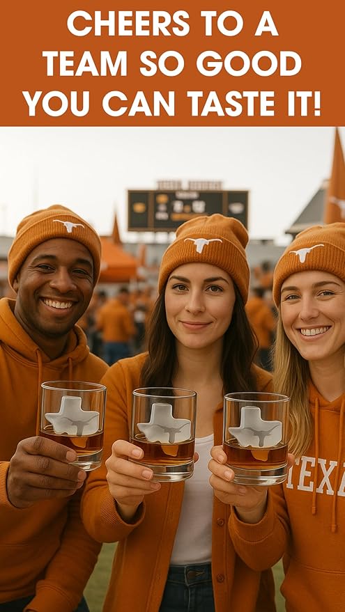 TEAM ICE - Texas Silicone Ice Cube Tray - Large Silicone Ice Cube Mold for Whiskey & Cocktails, Durable Ice Tray for Game Day Drinks, College Logo Ice Mold for Fans & Tailgate Parties