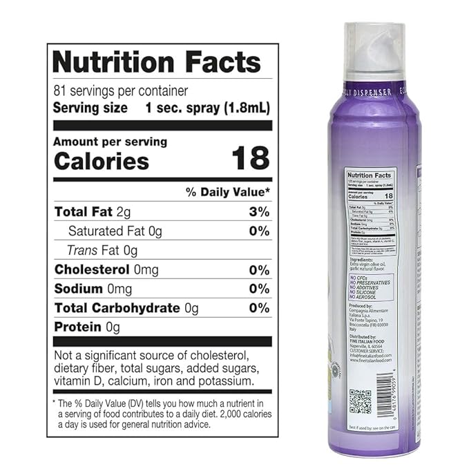 Mantova Extra Virgin Olive Oil Spray Garlic Flavored 8 oz. Spray Bottle - Manage Oil Amount - Great For Salads & Cooking (Pack of 2)