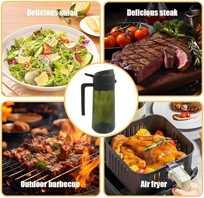 Kitchen Maiden 2 in 1 Oil Dispenser, New Kitchenmaiden 2 In 1 Oil Sprayer for Cooking，Olive Oil Dispenser Bottle Spray And Pour for Air Fryer, Salad, Frying, BBQ