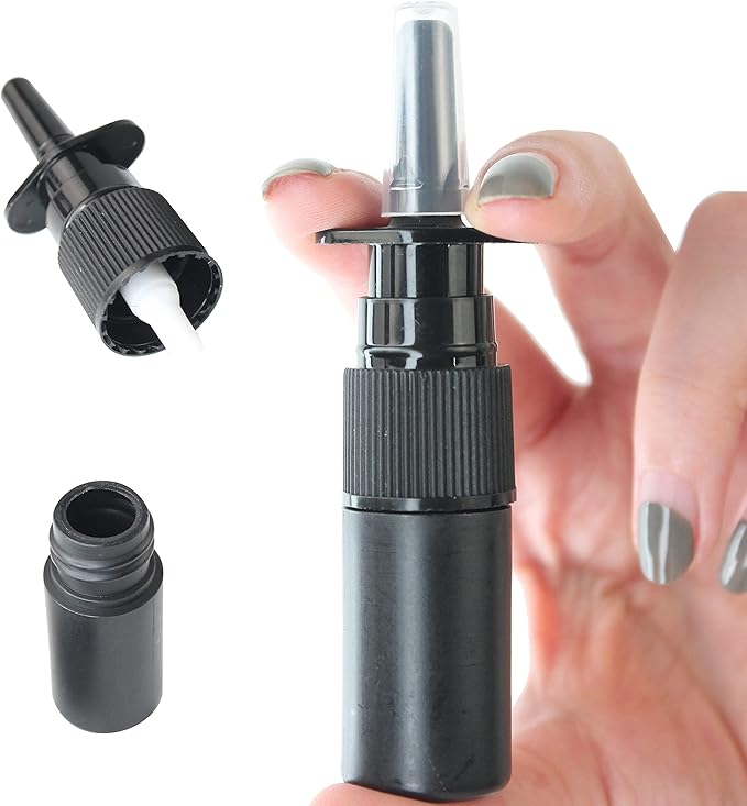 5ml 20Pcs Black Nasal Spray Bottles Fine Mist Sprayers Empty Refillable Travel Container For Perfumes Essential Oils Saline Water Nasal Spray Applications
