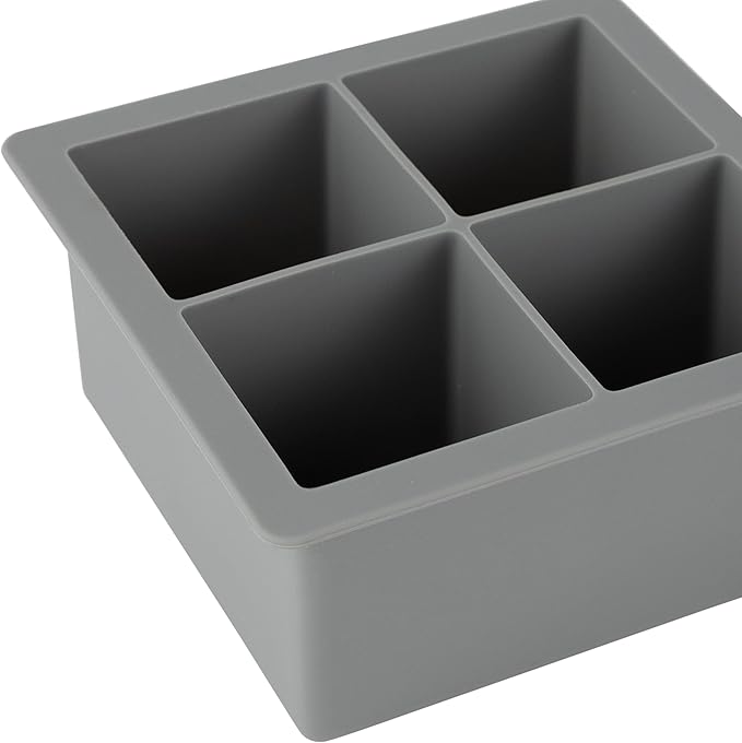Tovolo Elements XL, Set of 2 Silicone Trays Extra-Large Ice Cubes for Whiskey, Bourbon, Cocktails & More, BPA-Free & Dishwasher-Safe, Cool Gray, xl trays (22025-202)