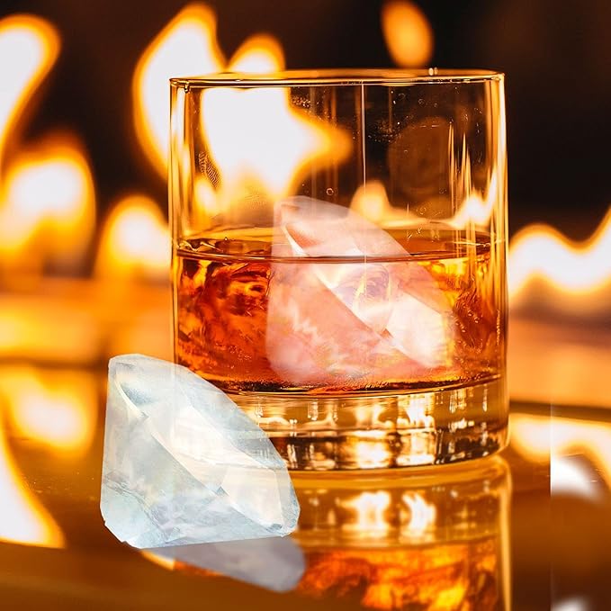 Bahoki Essentials Ice Molds - Silicone Ice Cube Tray With Lid - Fill and Release Ice Maker - Cute and Fun Shape Multipurpose Molds - Great for Parties and Events (Diamond)