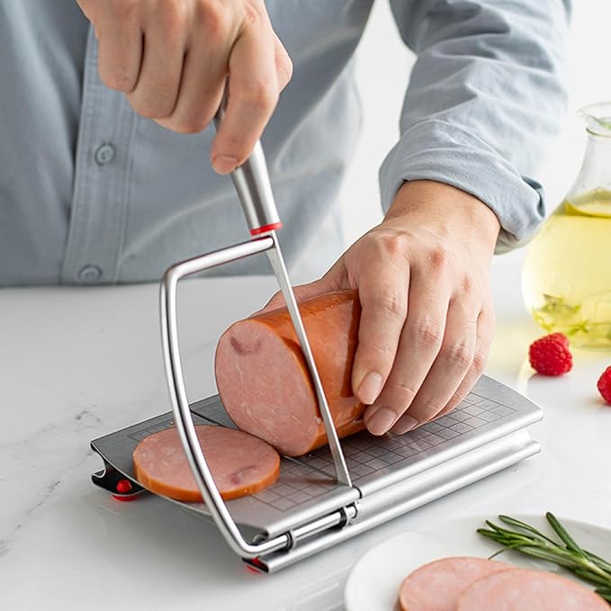 Multipurpose Cheese Slicers, Stainless Steel Cheese Cutter with Blade for Block Cheese, silver