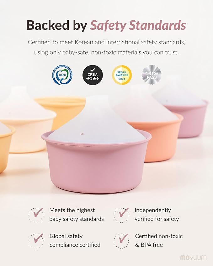 Moyuum Silicone Microwave Steamer | Made in Korea, Baby Food Maker Bowl with Lid, Egg and Vegetable Steam Cooker, Japanese Donabe Inspired Cooking Pot, Dishwasher Safe (Small, Oatmeal)