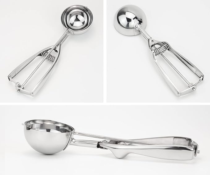 Stainless Large Muffin Scoop, Cupcake Batter Dispenser, Large Ice Cream Cupcake Muffin Batter Scoop, 18/8 Stainless Steel, Size 10
