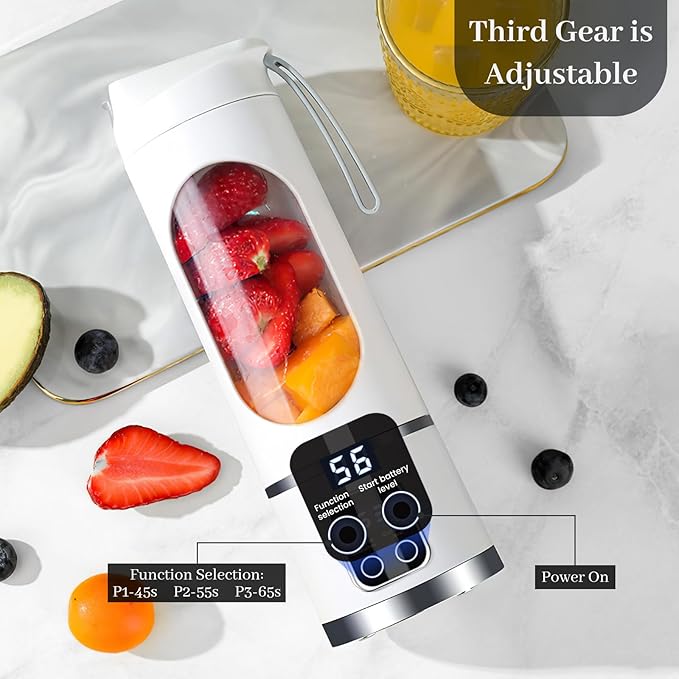 HomeBeyond 15oz Portable Personal Size Blender, Cordless Mini Blender for Shakes & Smoothies, USB-C Rechargeable, BPA Free Travel Juicer, Powerful Blending Suit in Office/Home/Gym