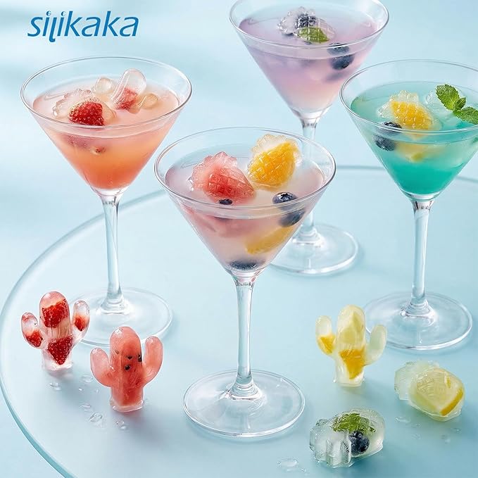 UNIQUE ICE CUBE TRAYS FoodGrade Silicone Two Pineapple Cacti Ice Tray Easy To Demold Suitable For Cocktails Mojitos Whiskeys And Juices (Tyedye Color)
