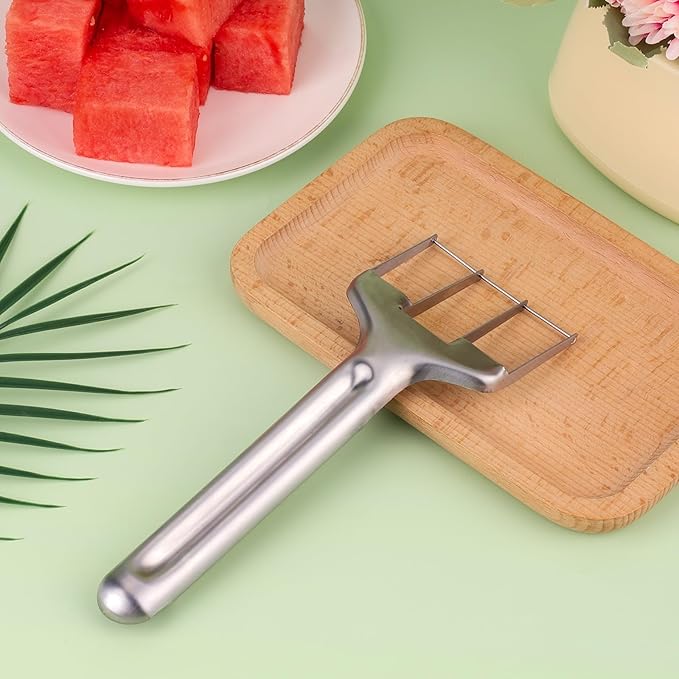 BOXOB Watermelon Cutter Slicer, Stainless Steel Watermelon Cutting Tool Portable Fruit Cutter for Melon Mango Home Kitchen Gadget Camping Party