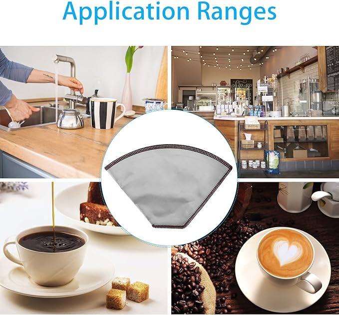 Pour Over Coffee Filter, 4-6 Cup Stainless Steel Reusable Coffee Strainer Bag Foldable Mesh Coffee Filters Cone