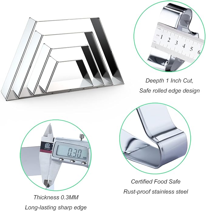 Trapezoid Cookie Cutter Set Large - 5 Inch, 4 Inch, 3 Inch, 2 Inch - Geometric Frame Plaque Cookie Cutters Shapes Molds - Stainless Steel