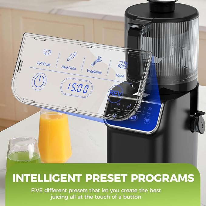 TUUMIIST 3-in-1 Cold Press Juicer Machine, Smart Touch Masticating Juicers for Whole Fruit & Vegetable, 6.5" Wide Chute Slow Juicer for Nut Milk & Sorbet, High Yield, 100oz Large Capacity, Easy Clean
