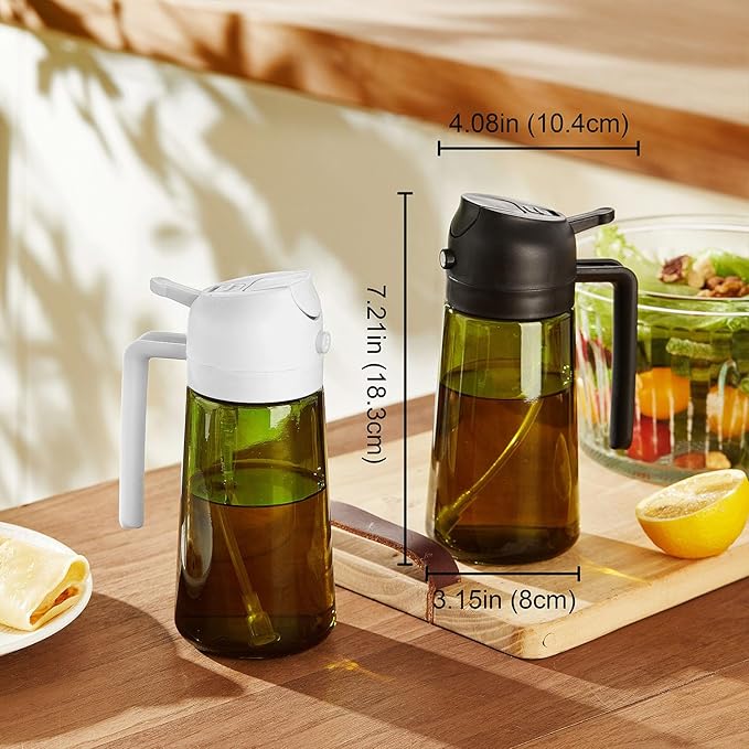 TrendPlain - Original 16oz/470ml Olive Oil Dispenser Bottle for Kitchen Gadgets and Air Fryer Accessories - Olive Oil Sprayer for Cooking w/Stickers - Bubblegum