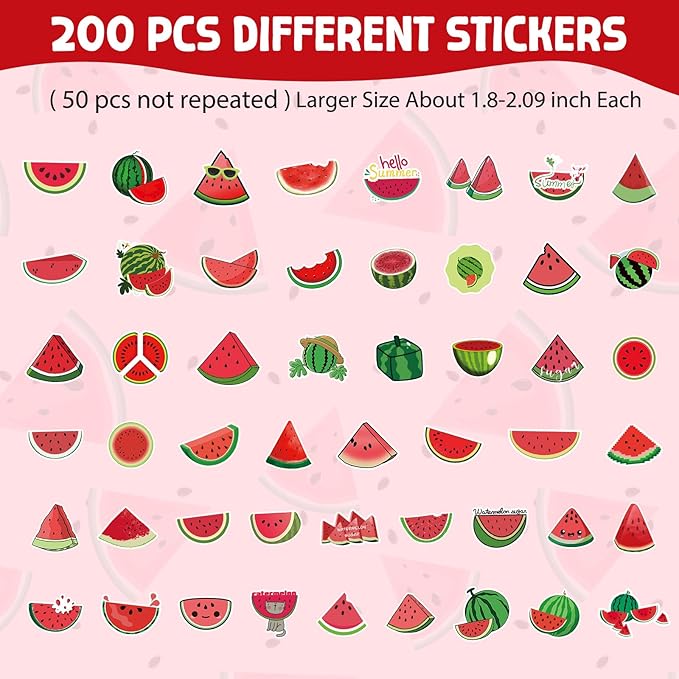 PerKoop 20 Pcs 32 oz Ice Cream Buckets with Lids and Handles Clear Cocktail Rum Buckets with Stickers Plastic Transparent Tub Reusable Food Storage Containers for Parties(Watermelon)