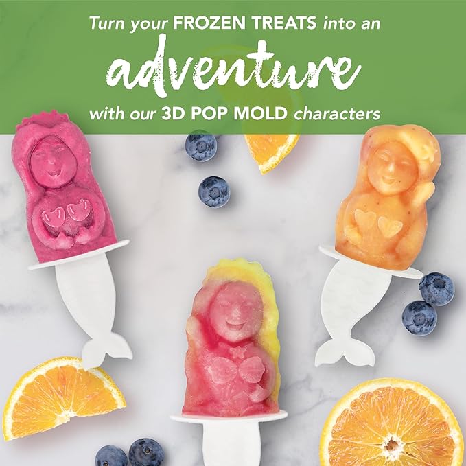 Tovolo Mermaid Popsicle Mold Silicone Ice Pop Mold with Sticks for Kids Set of 4, Homemade Frozen Treat Popsicle Molds BPA Free Dishwasher Safe Mermaid Snacks Popsicle Maker with Drip Guard