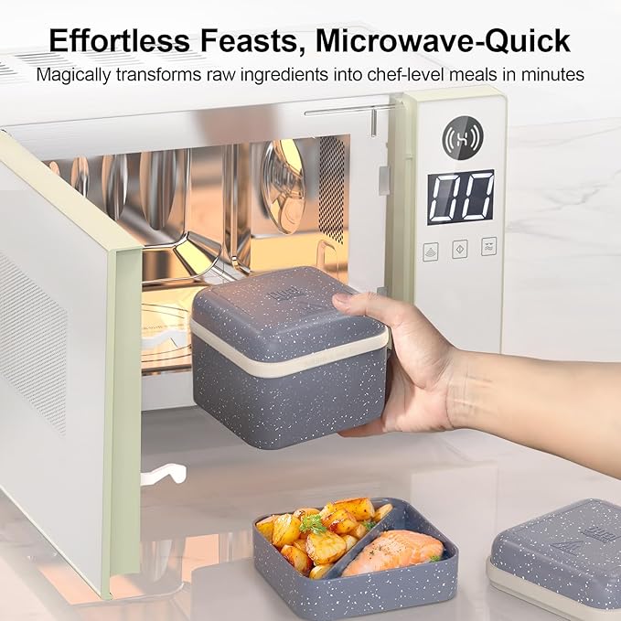 Magic Cooking Box Microwave Cookware,7-in-1 Microwave Cooker Fast Cooking Reheating Steamer for Rice Eggs Meat Ramen Vegetables Soup, Aluminum Alloy Dishwasher Safe